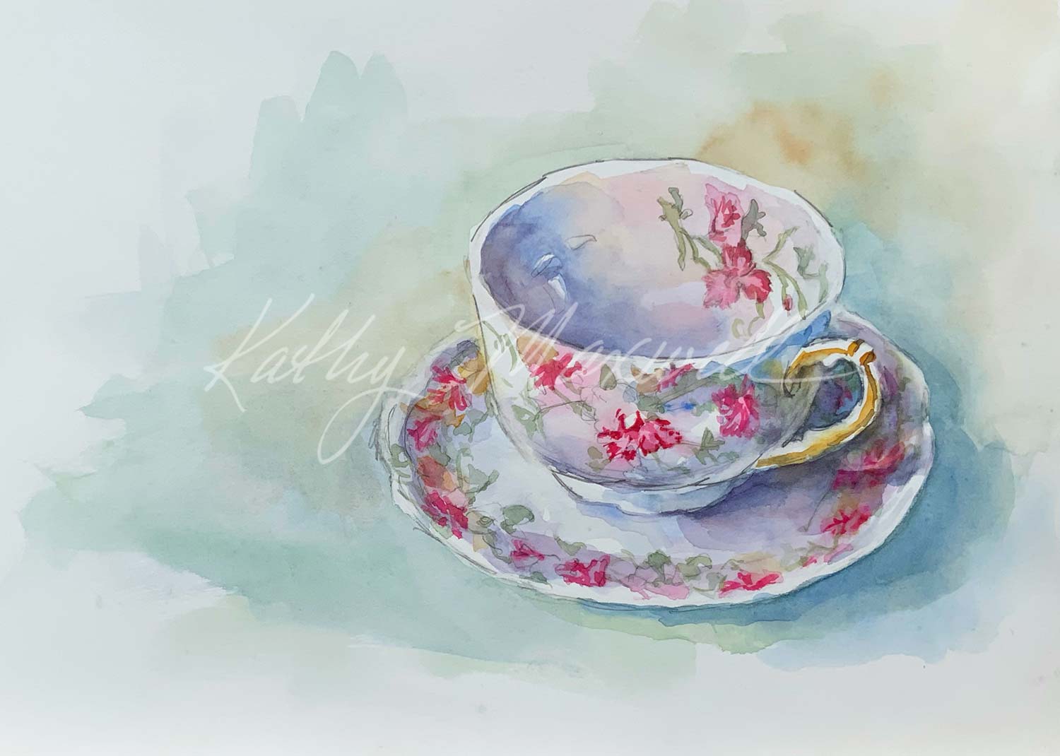 Haviland Limoges Rose Teacups