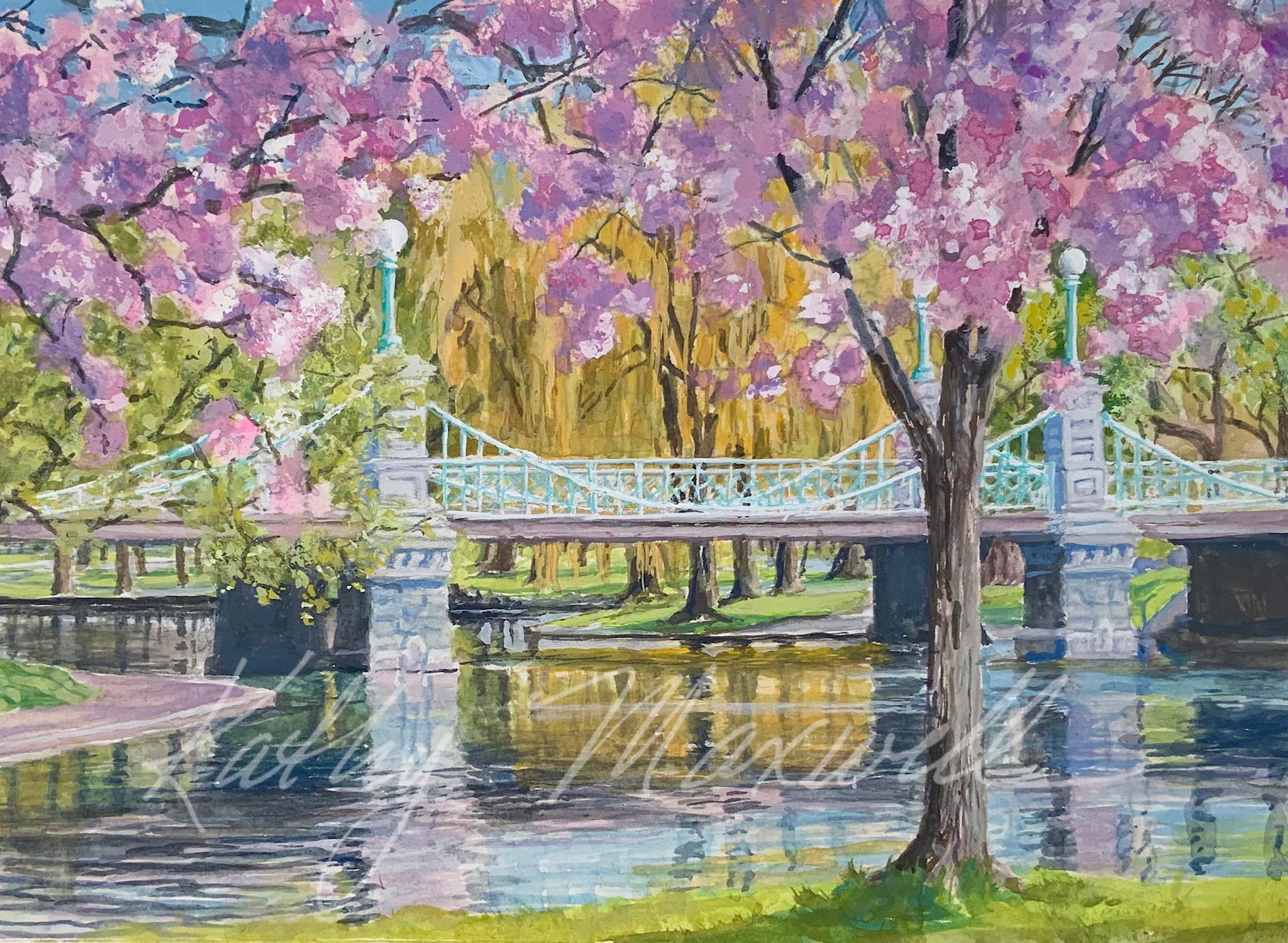 Boston Public Garden Foot Bridge by Kathy Maxwell