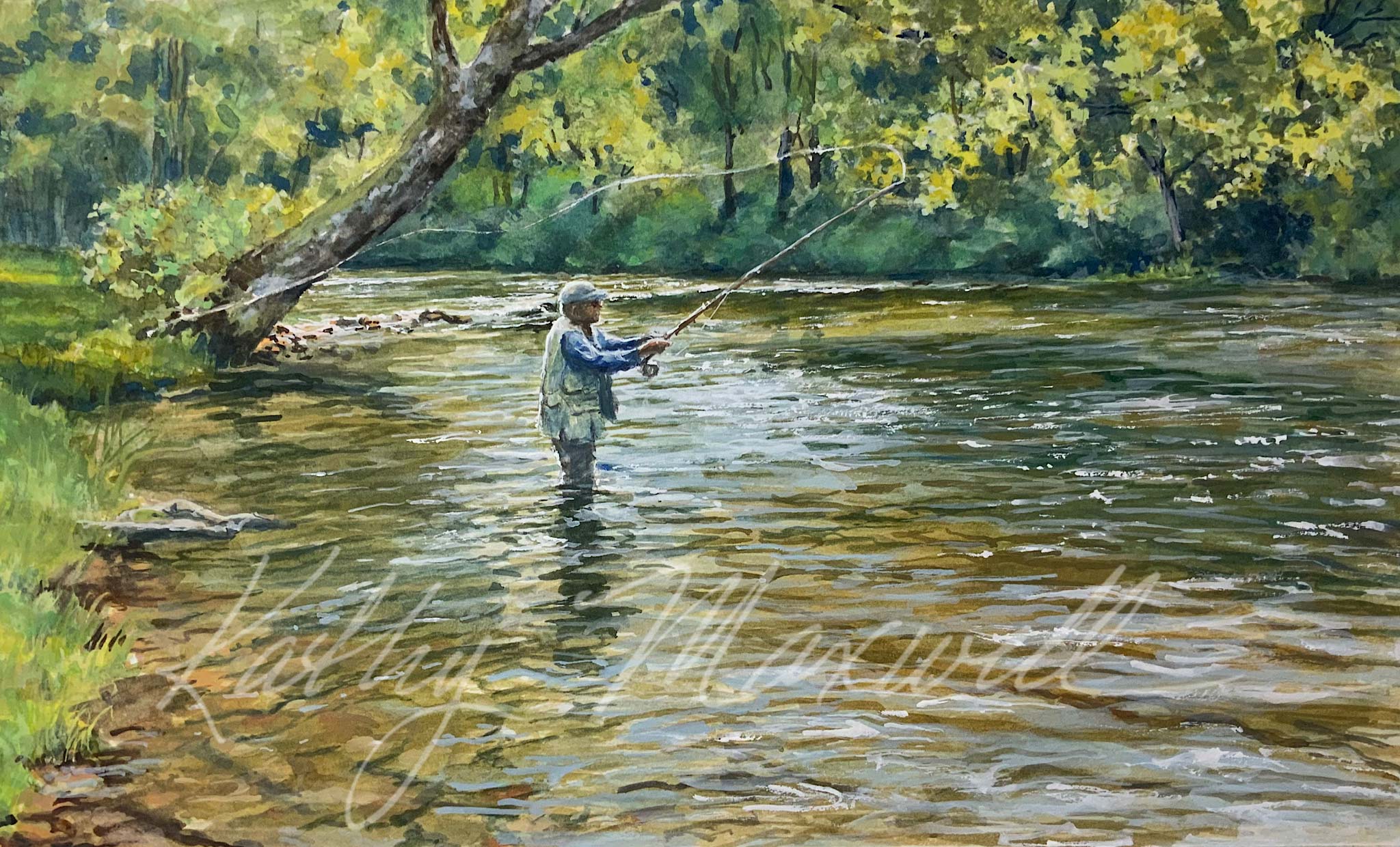 Fly Fisherman at Allenberry by Kathy Maxwell